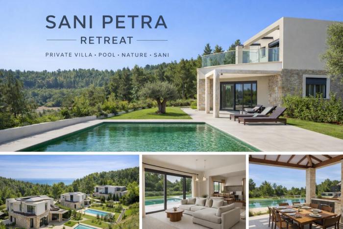 Sani Petra Retreat - Luxury villa in Sani with private pool and large garden