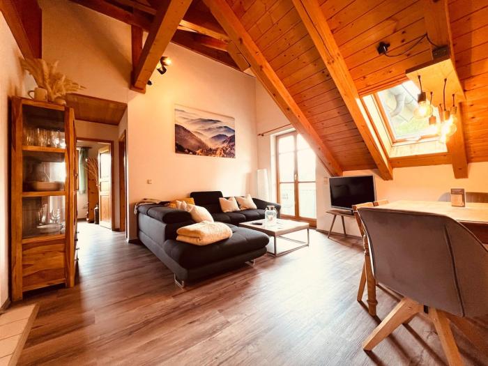 Wonderful rooftop gallery with a balcony