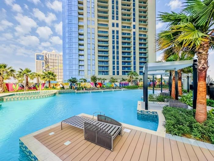 Vogue Vacation Homes, Business Bay Aykon City Tower Close to Downtown Burj Khalifa and Dubai Mall, Walkable Distance to Metro Station, Two Bedroom Apartment with Large Balcony and City View, Access toAmenities