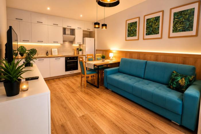 Szmaragdowa Przystań - apartament z parkingiem blisko Parku Zdrojowego i Tężni