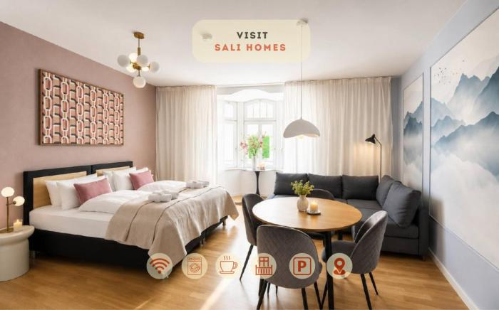 Sali Homes - Urban Escape Bayreuth - Modern Studio with Balcony & City View