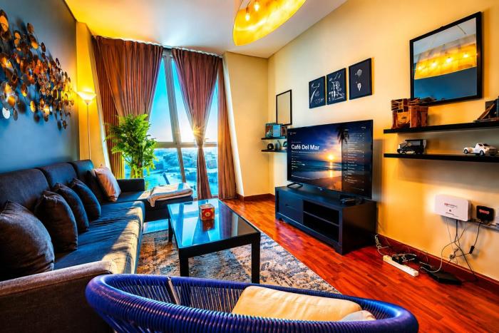 Zigzag Tower B - Stylish at Pearl, 2 BR, pool, parking and sea view-1705
