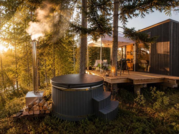 Hunters Cabin Panoramic Windows Hot Tub Projector Alpaca and Deer Park