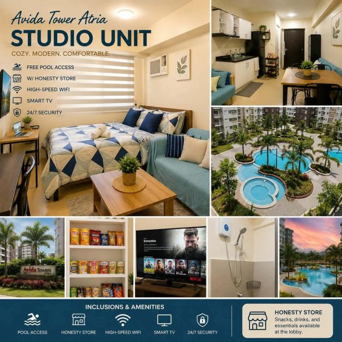 324 Tower 1 Avida Iloilo Pool View Comfy Cozy Central