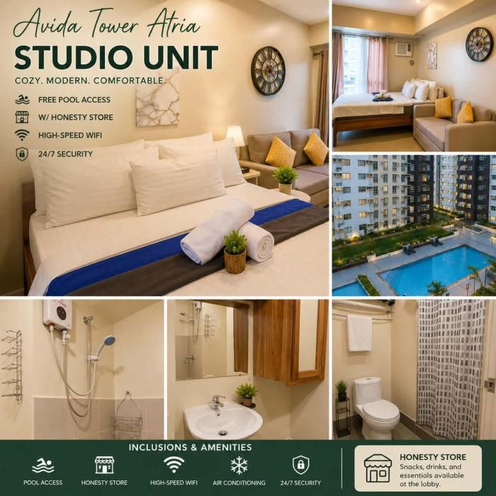 603 Tower 4 Studio Atria Iloilo Pool View Cozy, Comfy, Central