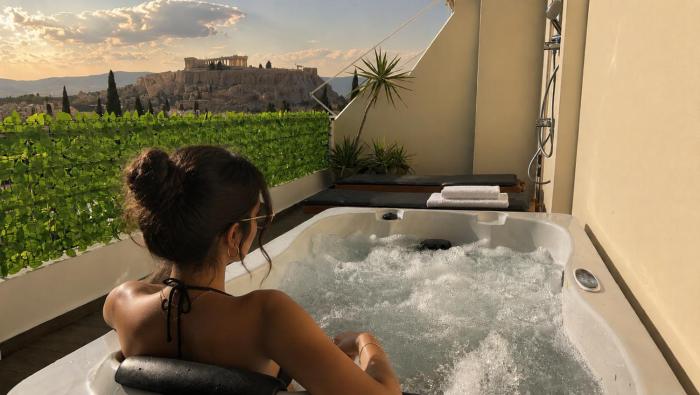 Penthouse Acropolis view&hotwater Jacuzzi&parking