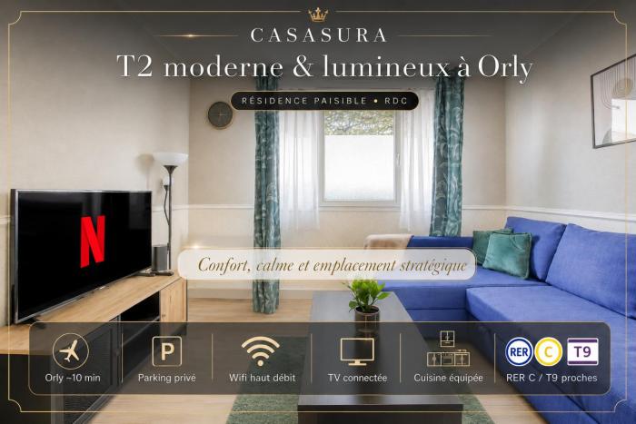 T2 cosy avec parking - Aéroport dOrly 10 min - Proche Paris
