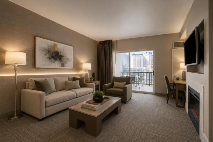 Family Suite at Platinum Hotel Balcony STRIP and Pool View