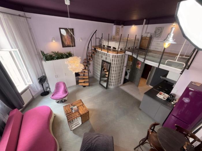 Artistic loft-style studio with Mezzanine