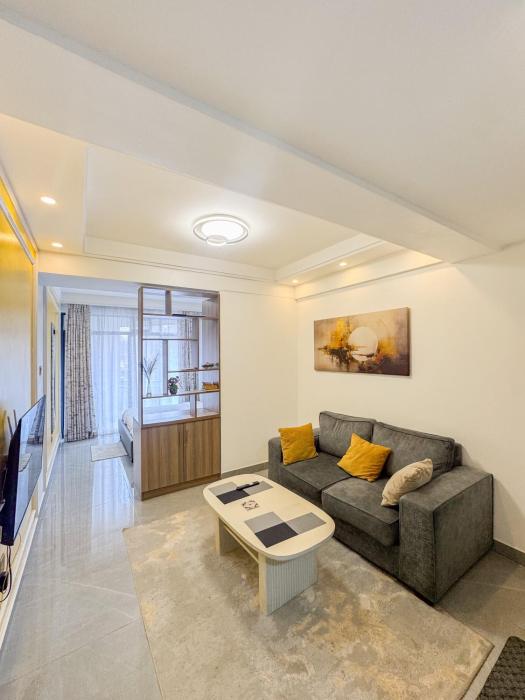 Spacious studio with a balcony and gym