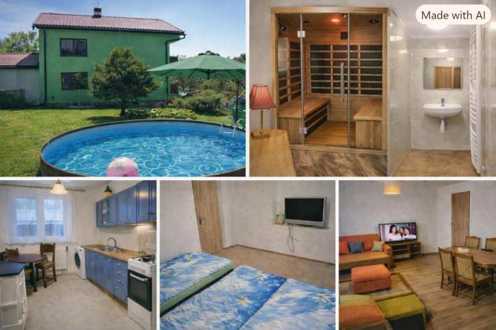 Přízemní útulný apartmán s vlastní saunou a bazénem