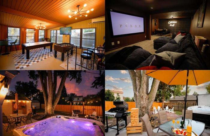 Midwest Escape Hot Tub Theater Game Room Poker Table