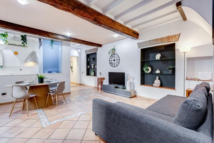 Terracotta & Wooden Beams Style in Historic Center of Rome