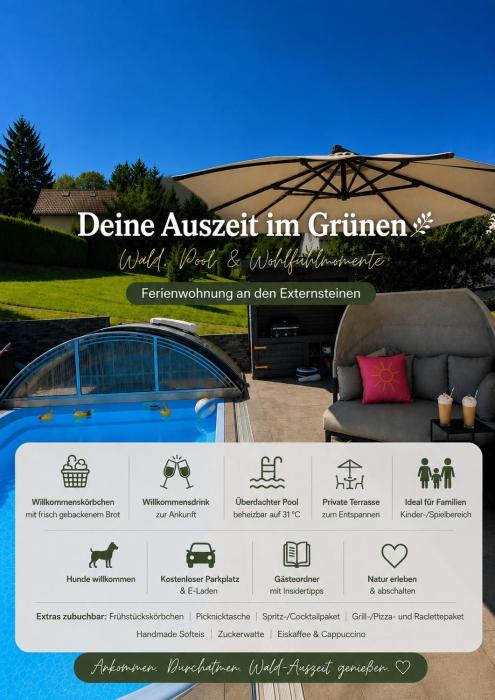 Auszeit an den Externsteinen - Pool & private Terrasse