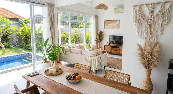 LUXURIOUS 3BR BOHO-TROPICAL VILLA IN PADANG LINJONG - Enclosed LIVING!!!