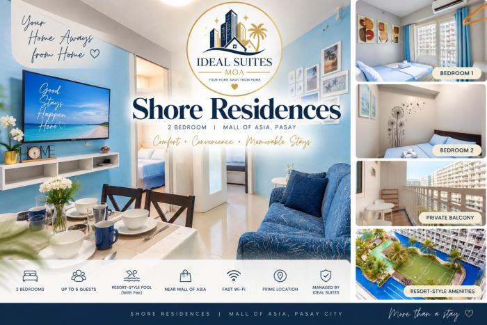 Ideal Suites Moa - 2 Bedroom at Shore Residences - Good for 6 guests