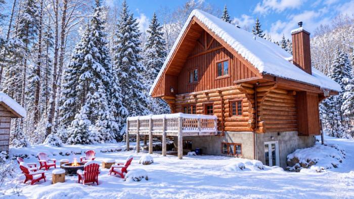 NEW! Log Chalet Hot Tub, Home Gym & Nature Views