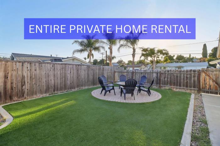 Entire Private Home with 4 Beds, 2 Bath, Gated Yard, King Bed, 2 Living Rooms, Ranch Style, Available Now