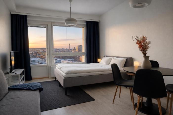 City Home Finland - City View Studio - Best Location & City View Balcony