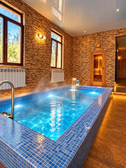 Green villa panorama heated inside pool and sauna