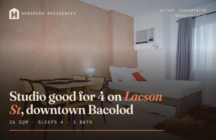 Studio good for 4 on Lacson St, downtown Bacolod