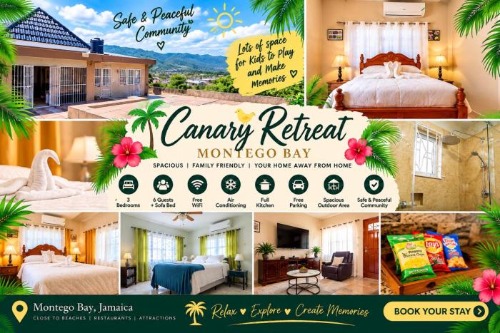 Spacious 3 bedroom 2 bathroom 3 beds Hosts 6 Montego Bay Jamaica