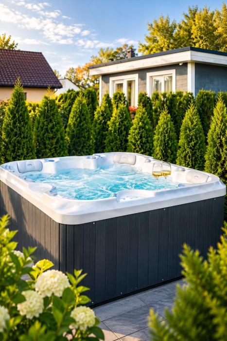 Family Garden House with Outdoor Jacuzzi, Free Parking, Playground, BBQ and AC