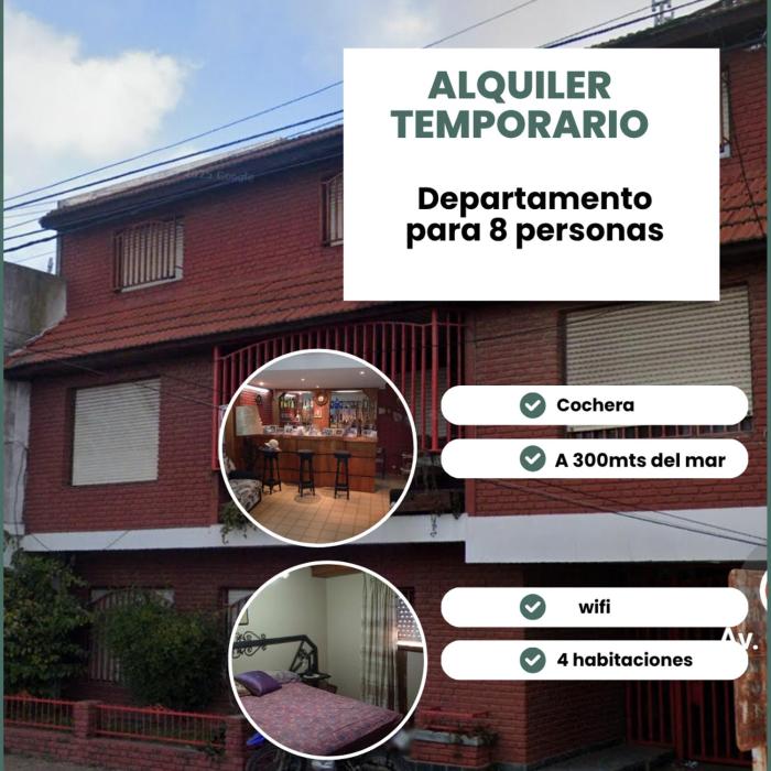 Departamento temporario en Necochea para 8 personas