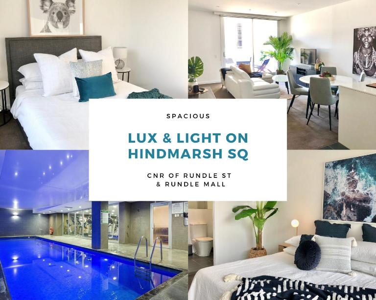 Lux 2BR Apt on Hindmarsh SQ-Pool-Gym-Sauna-Parking - B&B Adelaide