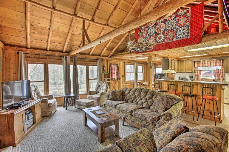 Rustic River View Cabin w/ Fire Pit, Games & Grill - B&B Houghton Lake