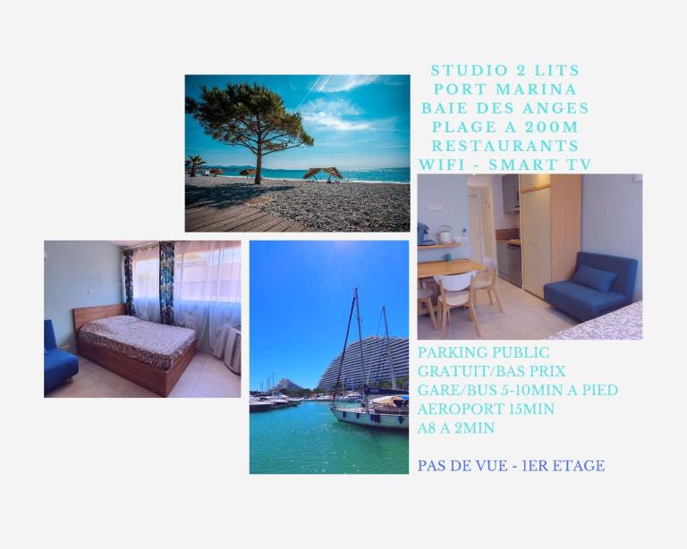Studio confort, plages proche, wifi, 2 lits - FAME MARINA BAIE DES ANGES - B&B Villeneuve-Loubet