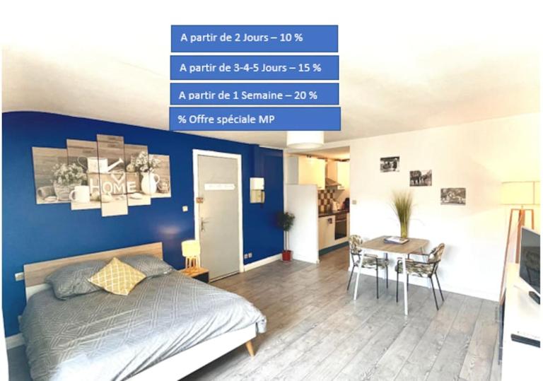 Appartement entier - Moissac centre - 30 m2 - Calme - Cour intérieure Sécurisé vélos - 50m du marché de Moissac - B&B Moissac