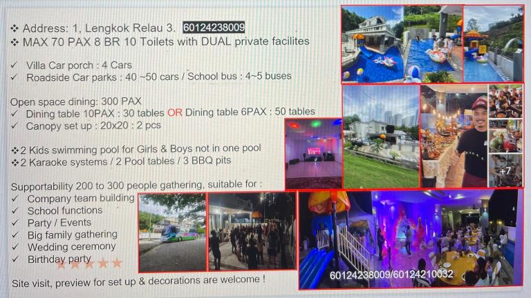 30PAX 7BR Villa with Kids Swimming pool, KTV, Pool Table n BBQ near SPICE Arena Penang 9800 SQFT - Bed and Breakfast Bayan Lepas