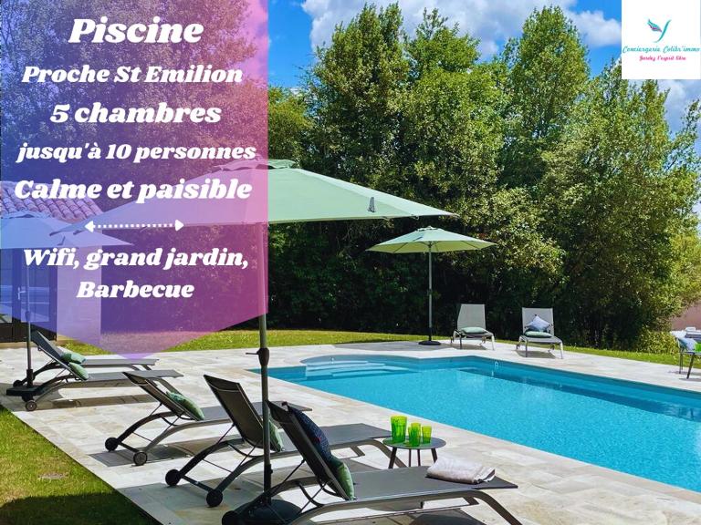 Vacances au calme à Litout, Piscine, Clim, 10 personnes, proche St Emilion - Ferienwohnung Minzac