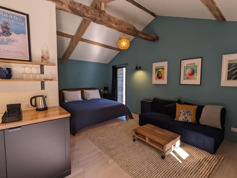 Riverside cabin with private terrace + hot tub - Bed and Breakfast Mauléon-Barousse