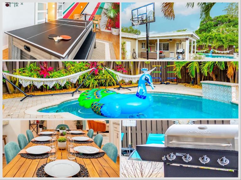 Colorful Home - Pool - Game Room - Basketball Court - BBQ & More - B&B Fort Lauderdale