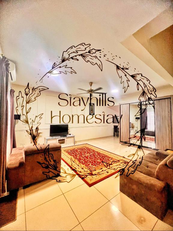 Astana Townhouse Homestay BukitBeruntung livingroom AirCond - B&B Kampung Sungai Buaya