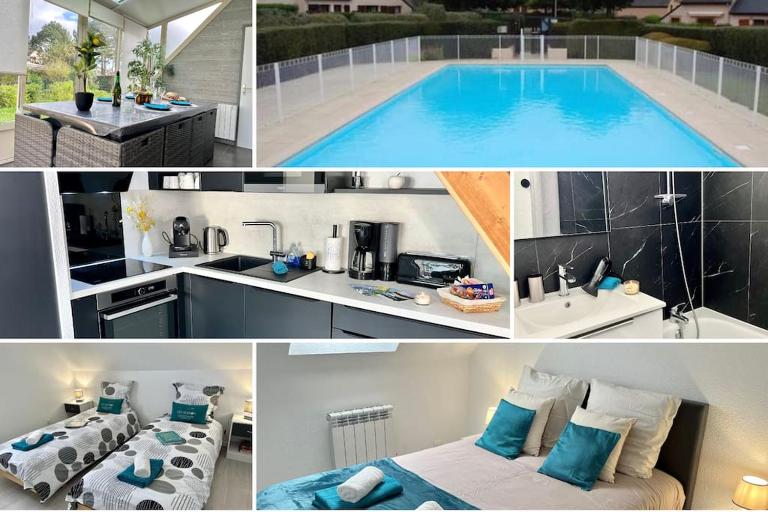 Perle Beach, Petite maison située en bord de plage, piscine. - B&B Guidel
