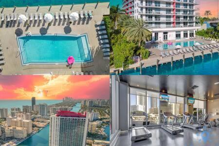 Upper studio Balcony Pool Gym - Near Beach - B&B Hallandale Beach