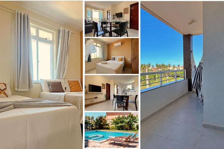 2 suítes temporada - VENTILADO E NASCENTE, condomínio tranquilo com PISCINA, CHURRASQUEIRA E PLAYGROUND I Cozinha completa, estacionamento coberto, home office I Ideal para FAMÍLIAS E CASAIS I Prox do BEACH PARQUE e PRAIA - Porto das Dunas - CE - B&B Aquiraz