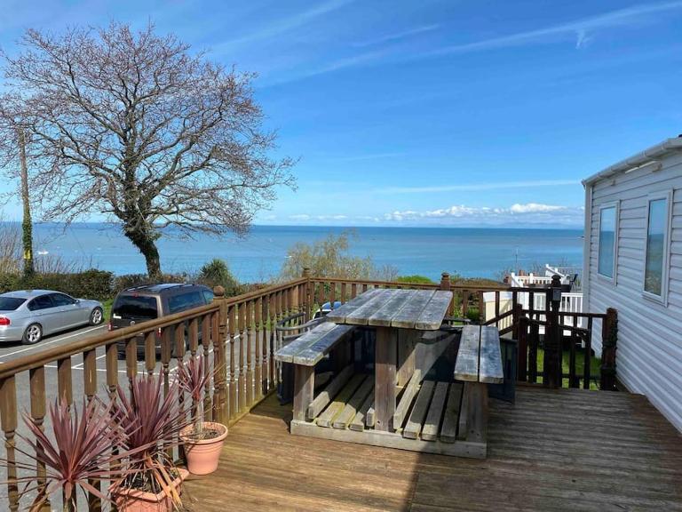 Caravan with Uninterrupted Sea Views - Large Deck - Havens Quay West New Quay West Wales - Ferienwohnung New Quay