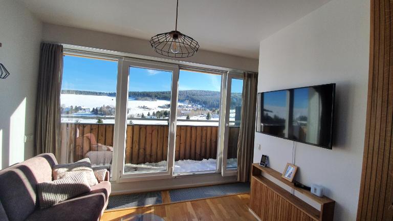 Mezonetový apartmán se dvéma balkóny a výhledem - B&B Loučná pod Klínovcem