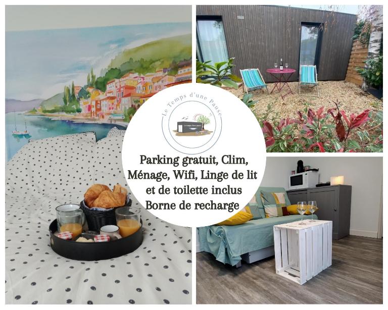 Studio de Jardin "Le Temps d une Pause" jusqu'à 4 personnes en face du Beaujolais - Climatisation et Borne recharge véhicule électrique - B&B Montmerle-sur-Saône