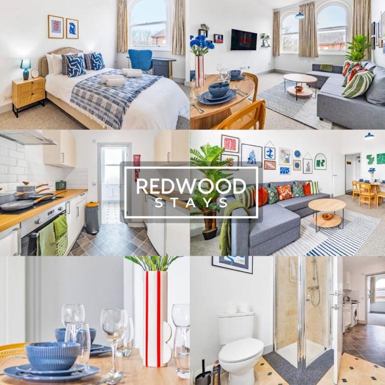 Comfortable and Homely 1-Bedroom 1-Bathroom Serviced Apartment with Free Parking, Free WiFi By Redwood Stays - B&B Farnborough