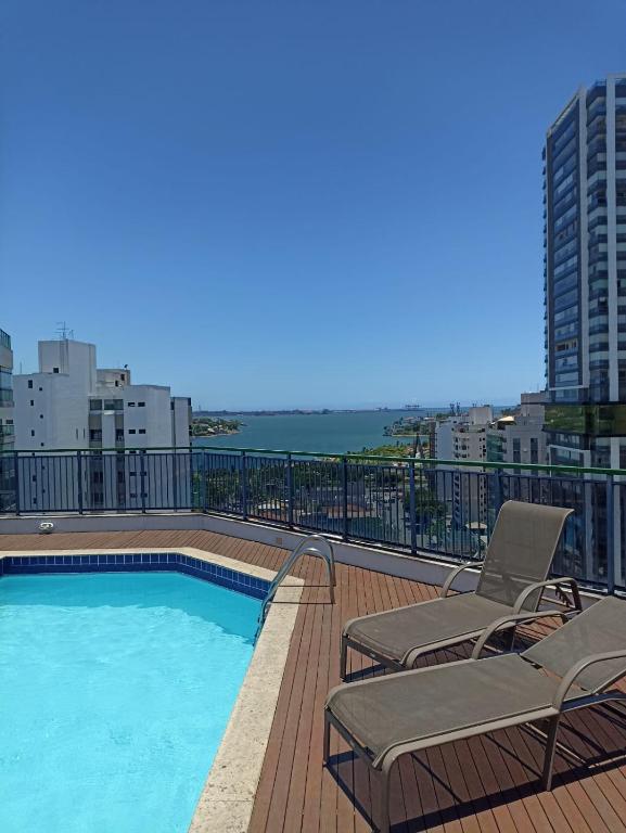 Flat com piscina, academia e vista para o mar - Chambres d'hôtes Vitória