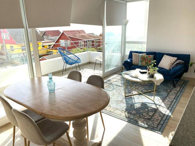 Departamento 3D y 2B cómodo luminoso y completamente equipado con vista al mar - Ferienwohnung Viña del Mar