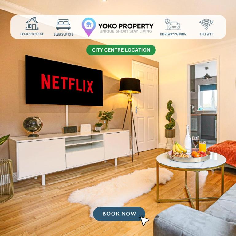Detached House - City Centre Location - Free Parking, Garden, Smart TVs with Netflix by Yoko Property - B&B Milton Keynes
