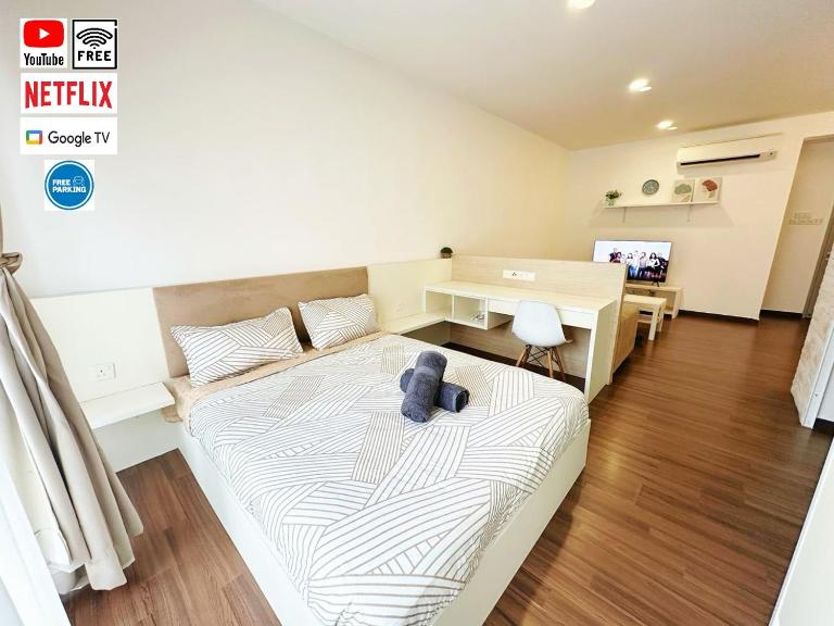 Silksky Service Apartment -1BR, 4pax - Free Parking, Netflix, High speed WIFI - Near The MINES, Serdang, IOI City Mall, UTAR, UPM, Cheras Selatan - Chambres d'hôtes Seri Kembangan