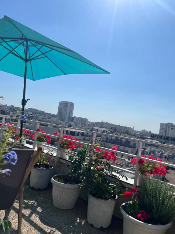 Trois pièces sur parc de la Villette Terrasse et vues - B&B Paris