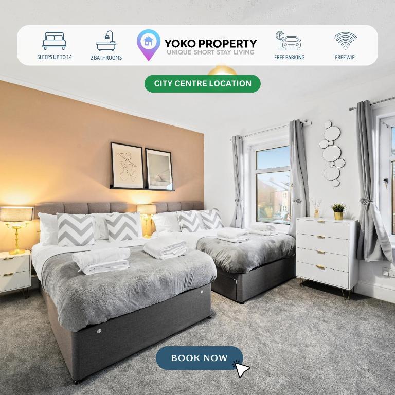 5 Bedroom House with Free Parking, Garden, Super Fast WiFi, Smart TVs with Virgin TV and Netflix by Yoko Property - Chambres d'hôtes Northampton
